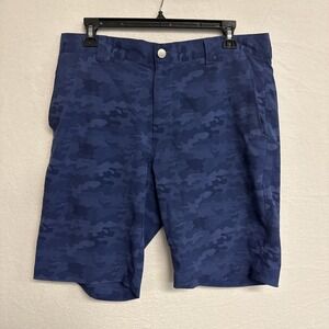Peter Millar Men's Size 32 Shackleford Camo Blue Sea Performance Hybrid Shorts